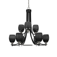 Paramount 9 Light Chandelier In Matte Black & Brushed Nickel Finish With 5