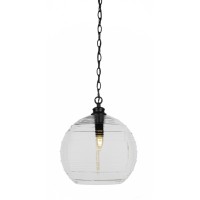 Malena Chain Hung Pendant In Matte Black Finish With 14