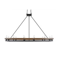 Belmont 12 Light Island Light Shown In Matte Black & Painted Wood-Look Metal Finish