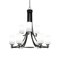 Paramount 9 Light Chandelier In Matte Black & Brushed Nickel Finish With 4