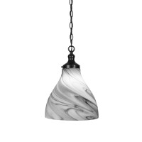 Juno Chain Hung Pendant In Matte Black Finish With 11.75