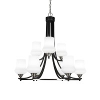 Paramount 9 Light Chandelier In Matte Black & Brushed Nickel Finish With 5.5