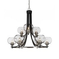 Paramount 9 Light Chandelier In Matte Black & Brushed Nickel Finish With 7