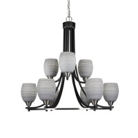 Paramount 9 Light Chandelier In Matte Black & Brushed Nickel Finish With 5