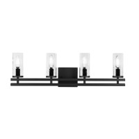 Belmont 4 Light Bath Bar Shown In Matte Black Finish With 2.5 Clear Bubble Glass