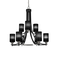 Paramount 9 Light Chandelier In Matte Black & Brushed Nickel Finish With 4