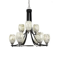 Paramount 9 Light Chandelier In Matte Black & Brushed Nickel Finish With 5