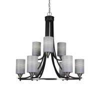 Paramount 9 Light Chandelier In Matte Black & Brushed Nickel Finish With 4