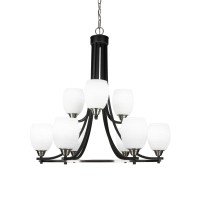 Paramount 9 Light Chandelier In Matte Black & Brushed Nickel Finish With 5