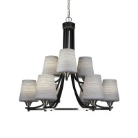 Paramount 9 Light Chandelier In Matte Black & Brushed Nickel Finish With 6