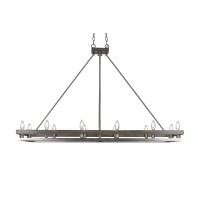 Belmont 12 Light Island Light Shown In Graphite & Painted Distressed Wood-Look Metal Finish