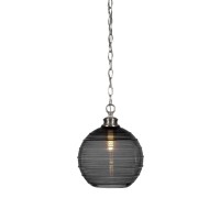 Malena Chain Hung Pendant In Brushed Nickel Finish With 10