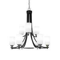 Paramount 9 Light Chandelier In Matte Black & Brushed Nickel Finish With 4