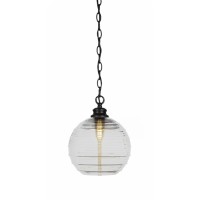 Malena Chain Hung Pendant In Matte Black Finish With 10