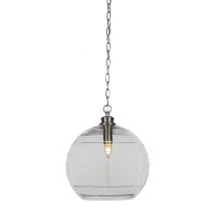 Malena Chain Hung Pendant In Brushed Nickel Finish With 14