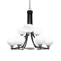 Paramount 9 Light Chandelier In Matte Black & Brushed Nickel Finish With 7