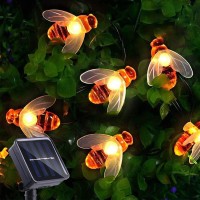 Iticdecor Solar Bee String Lights 30 Led 8 Modes Cute Bee Lights Waterproof Outdoor Lights Starry Fairy Lights Wedding Home Gard