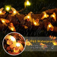 Iticdecor Solar Bee String Lights 30 Led 8 Modes Cute Bee Lights Waterproof Outdoor Lights Starry Fairy Lights Wedding Home Gard