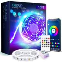 Gupup Bluetooth Led Strip Lights 50 Ft Color Changing Led Lights For Bedroom Builtinmic Music Sync Led Light Strips Phone Sma