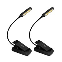 Vavofo Clip On Rechargeable Reading Light, 7 Leds With 3 Colortemperature 9 Brightness Levels Book Lights For Reading In Bed With Power Indicator For Bookworms (2 Pack Black)