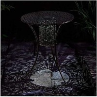 Garden Mile Silhouette Solar Powered Patio Table Led Lighting Moroccan Style Pre-Lit Garden Decking Outdoor Garden Furniture Bistro Side Table