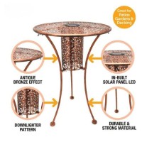 Garden Mile Silhouette Solar Powered Patio Table Led Lighting Moroccan Style Pre-Lit Garden Decking Outdoor Garden Furniture Bistro Side Table