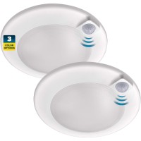 Sunperian Led Motion Sensor Ceiling Light 6 Inch, 30S Timeout, 3 Color Option 3000K/4000K/5000K, 15W, 1000 Lumens, Flush Mount Lighting Fixture For Closet, Hallway, Laundry Rooms - Damp Rated (2 Pack)