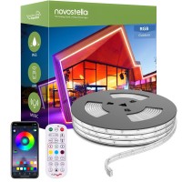 Novostella Smart Outdoor Rope Light 525Ft Music Sync Rgb Led Strip Lights App Control And Rf Remote Color Changing Dimmable T