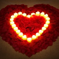 Honoson Valentines Day Rose Petals For Romantic Night For Her Set 24 Pcs Flameless Romantic Led Candles With 1000 Pcs Artificial Rose Petals For Wedding Anniversary Decor (Yellow)