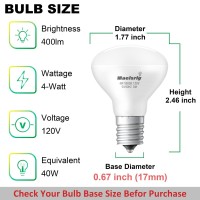 Maelsrlg E17 R14 Led Bulb, 4W (40W Equivalent) Mini Reflector Floodlight Light Bulb, E17 Intermediate Base, Daylight White 5000K, 400 Lumens, Dimmable, Pack Of 6