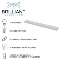 Brilliant Evolution Wired 12 Inch Led Under Cabinet Light Kit With 5 Bars And Remote Control | Led Under Cabinet Lighting | Under Counter Lights For Kitchens | Under-Counter Light Fixtures