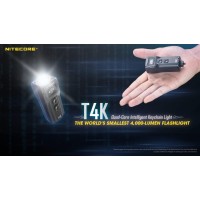 Edisonbright Nitecore T4K Cree Led 4000 Lumen Usb Rechargeable Compact Flashlight, Battery Brand Usb-C Charging Cable Bundle