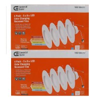 Commercial Electric 56 In White Integrated Led Energy Star Color Changing Recessed Trim Downlight 8 Pack