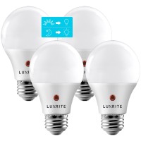 Luxrite A19 Led Dusk To Dawn Light Bulbs Outdoor Lighting, 60 Watt Equivalent, Enclosed Fixture Rated, Automatic On Off Sensor, 5000K Bright White, 800 Lumens, Damp Rated, E26 Base (4 Pack)