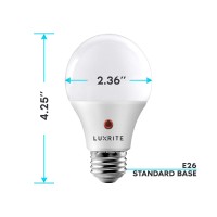 Luxrite A19 Led Dusk To Dawn Light Bulbs Outdoor Lighting, 60 Watt Equivalent, Enclosed Fixture Rated, Automatic On Off Sensor, 3000K Soft White, 800 Lumens, Damp Rated, E26 Base (2 Pack)