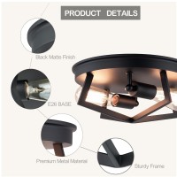 Yaokuem Semi Flush Mount Ceiling Light Fixture, 2-Light E26 Medium Base, Metal Housing, Bulbs Not Included