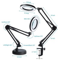 2-In-1 Led Magnifier Desk Lamp With Clamp,Magnifying Glass With Light And Stand,3 Color Modes Stepless Dimming, For Home Office Close Work, Repair, Crafts, Reading,Sewing