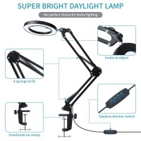 2-In-1 Led Magnifier Desk Lamp With Clamp,Magnifying Glass With Light And Stand,3 Color Modes Stepless Dimming, For Home Office Close Work, Repair, Crafts, Reading,Sewing