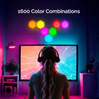 Emberela Hexlights 7Pack Hexagon Lights Touch Remote Controlled Rgb Wall Panels Hexagon Led Lights Panels Great For Livin