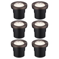 Leonlite 6W Well Lights Landscape Led In Ground Outdoor, Low Voltage 12-24V Ac/Dc, Ip67 Waterproof Aluminum In-Grade Up Lighting For Trees, Cri 90 3000K, Oil Rubbed Bronze, Pack Of 6