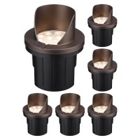 Leonlite 6W Well Lights Landscape Led In Ground Outdoor, Shielded Top, Low Voltage 12-24V Ac/Dc, Ip67 Waterproof Aluminum In-Grade Up Lighting For Trees, Cri 90 3000K, Oil Rubbed Bronze, Pack Of 6