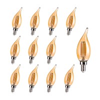 Alampever E12 Led Bulbs, Dimmable Chandelier Light Bulbs 40 Watt Equivalent, Flame Tip Ca11 Candelabra Light Bulbs 4W, Amber Glass,2200K Warm White, Cri80, 330Lm, 12 Pack