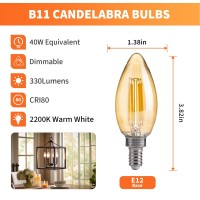 Alampever Chandelier Light Bulbs,E12 Candelabra Bulb 40 Watt,E12 Led Bulb 2200K Warm White,Candle Light Bulbs 12 Pack