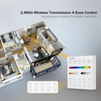 Btf-Lighting B3 Wireless 2.4G Rf 4 Zones Rgb Rgbw Rgbcct Wall Mounted Smart Panel Remote Powered By 2Xaaa Batteries 3V Work With Wb5 Lm052 Lm053 C03Rf C04Rf C05Rf C03W C04W C05W Controller