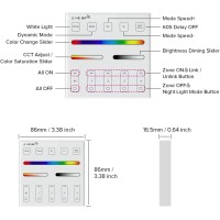 Btf-Lighting B3 Wireless 2.4G Rf 4 Zones Rgb Rgbw Rgbcct Wall Mounted Smart Panel Remote Powered By 2Xaaa Batteries 3V Work With Wb5 Lm052 Lm053 C03Rf C04Rf C05Rf C03W C04W C05W Controller