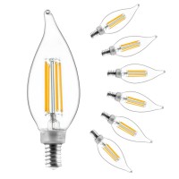 Omibrite E12 Led Chandelier Light Bulbs, Dimmable, 60 Watt Equivalent, 2700K Warm White, 550Lumens, 5.5W Ba11 Candelabra Base Candle Bulbs, Cri 90+, 6/Pack, Ul-Listed