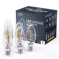 Omibrite Led Chandelier Light Bulb, Dimmable, 5.5W 60 Watt Equivalent, 5000K Daylight White, 550 Lumens, B11 E12 Candelabra Base Decorative Clear Glass Candle Bulbs, 6/Pack, Ul-Listed