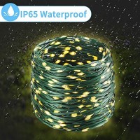 Green Convenience Outdoor Solar String Lights, 105Ft 300 Led Solar Powered Fairy Lights Waterproof Green Wire Lights For Patio Yard Trees Christmas Wedding Party(Warm White)