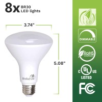 Bioluz Led 8 Pack 90 Cri Br30 Led Dimmable Bulb, 65W Replacement 7.5W=65W 650 Lumen, 2700K Warm White Indoor/Outdoor Flood Light Ul Listed Title 20 High Efficacy Lighting (Pack Of 8)