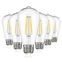 Omibrite Edison Led Light Bulbs, Vintage Bright, 60W Equivalent, Bright Daylight 5000K, E26/E27 Base, Non-Dimmable Incandescent Daylight Bulbs, St64, Cri 90 Eye Protection (6 Pack)